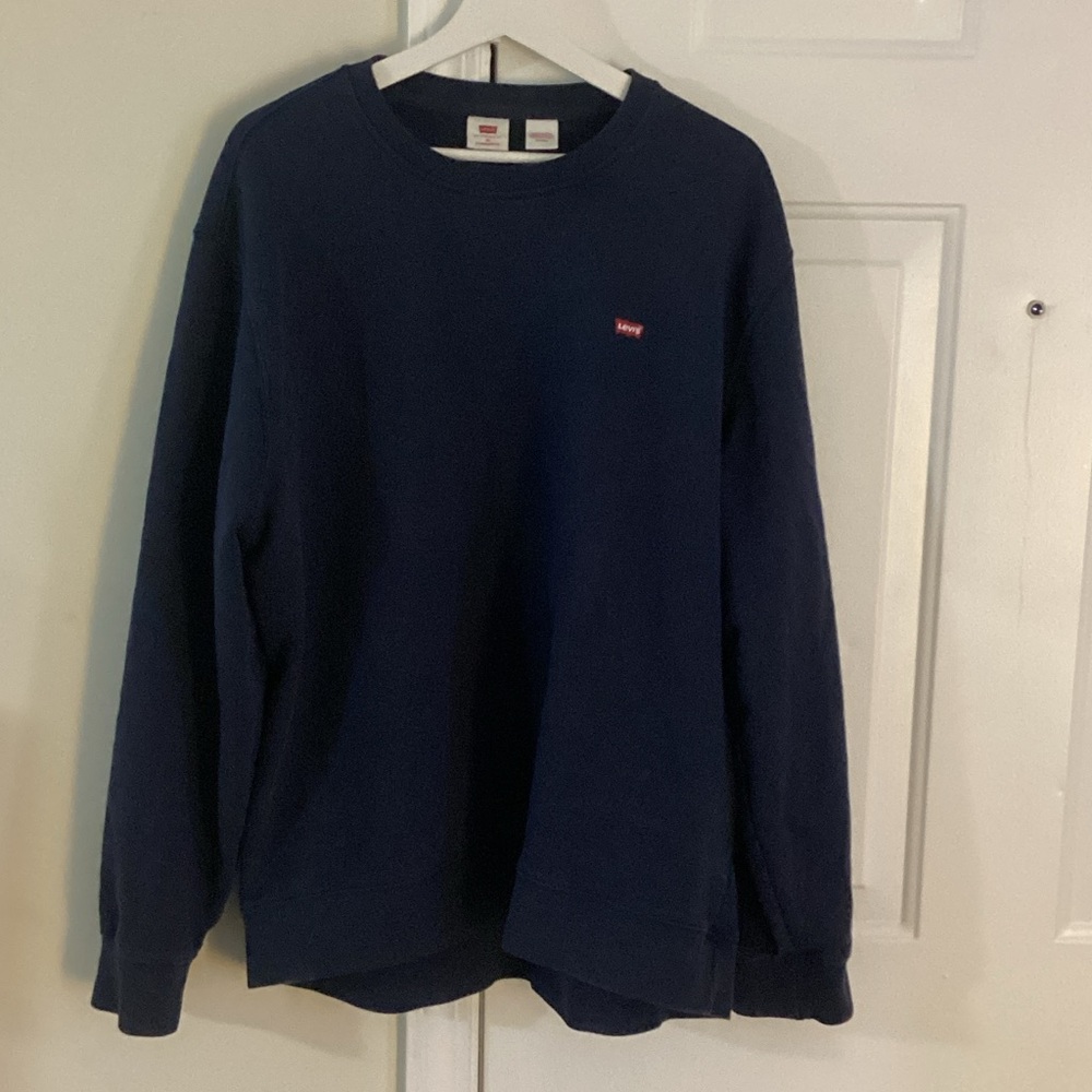 Levi's Navy Crewneck Sweatshirt with Red Logo